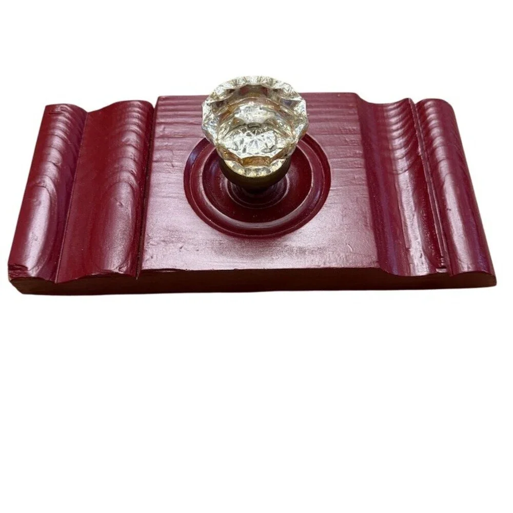 Unbranded Red Wood Glass Doorknob Wall Art Plaque Architectural Decor